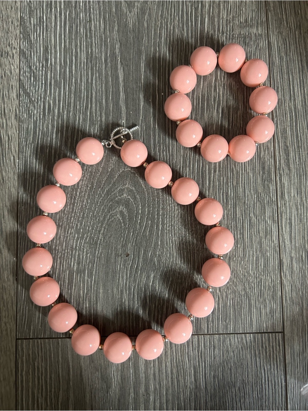 Pink Beaded Necklace and Bracelet Set